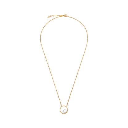 9ct Yellow Gold Double Circle Pendant Necklace