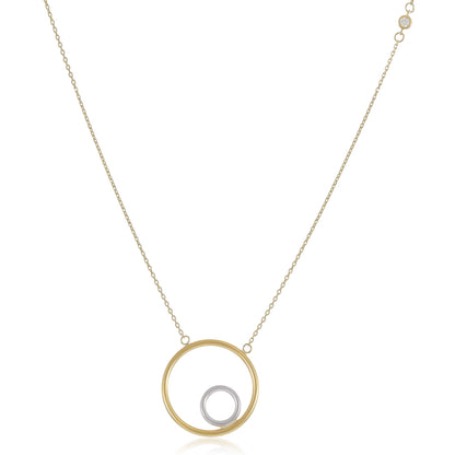 9ct Yellow Gold Double Circle Pendant Necklace