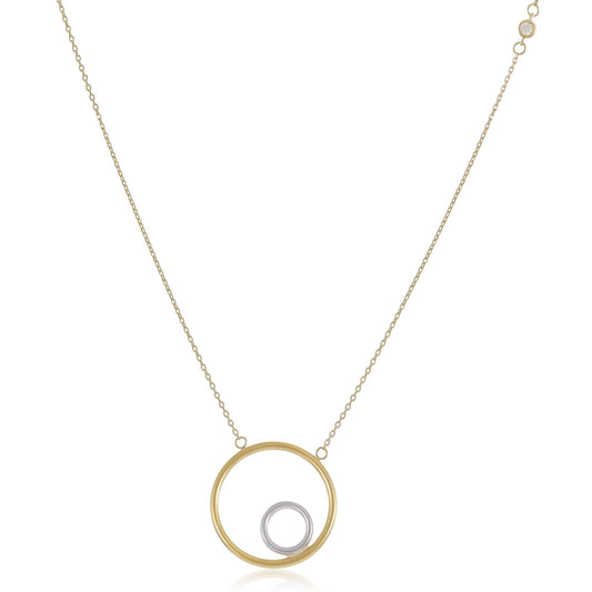 9ct Yellow Gold Double Circle Pendant Necklace