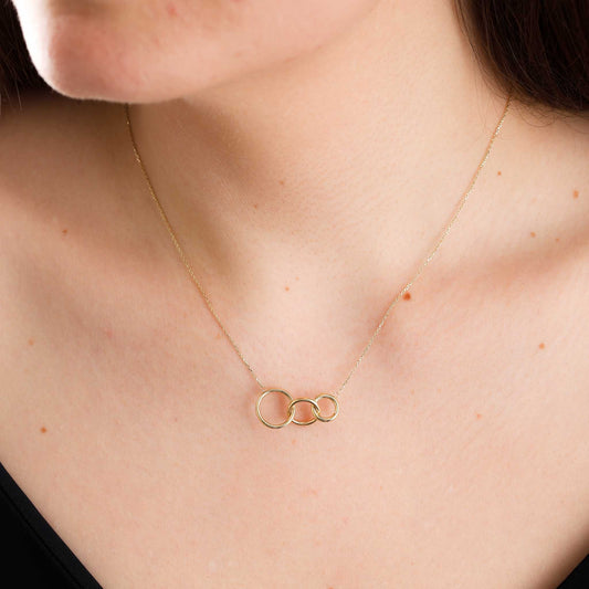 9ct Yellow Gold Triple Hoop Necklace