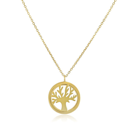 9ct Yellow Gold Tree Of Life Pendant Necklace