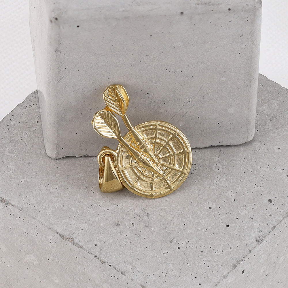 9ct Solid Yellow Gold Darts On Target Drop Pendants PD60-9-38-33