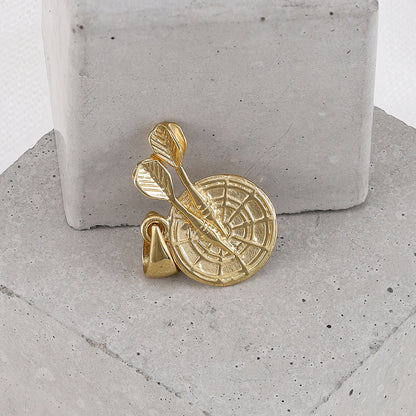 9ct Solid Yellow Gold Darts On Target Drop Pendants PD60-9-38-33