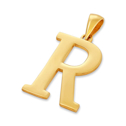 9ct Solid Gold Initial Pendant Letter R - 32mm PD60001-9Y-R
