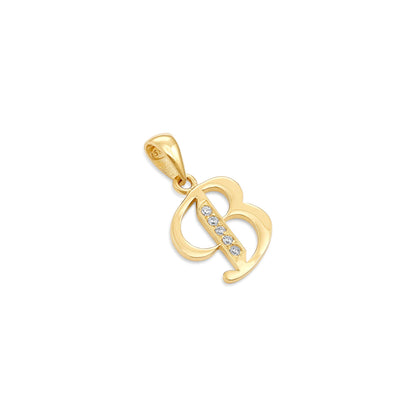 14ct Yellow Gold Cubic Zirconia Fancy Initial Letter B Pendant