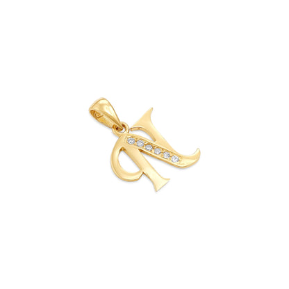 14ct Yellow Gold Cubic Zirconia Fancy Initial Letter N Pendant