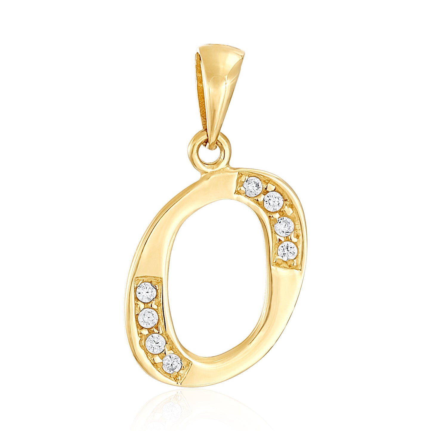 14ct Yellow Gold Cubic Zirconia Fancy Initial Letter O Pendant