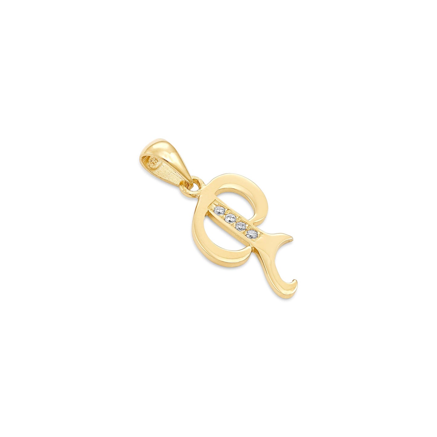 14ct Yellow Gold Cubic Zirconia Fancy Initial Letter P Pendant