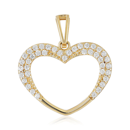9ct Yellow Gold Cubic Zirconia Detail Heart Pendant PNG0003
