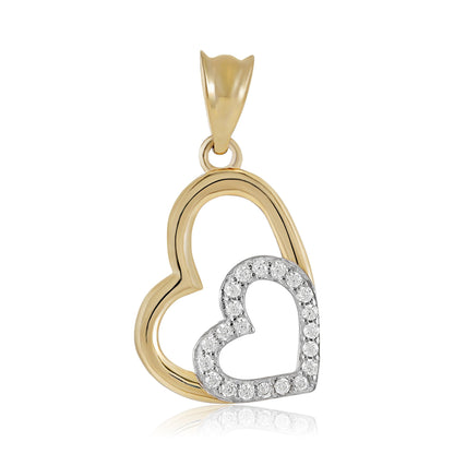 9ct Gold Double Heart Cubic Zirconia Pendant