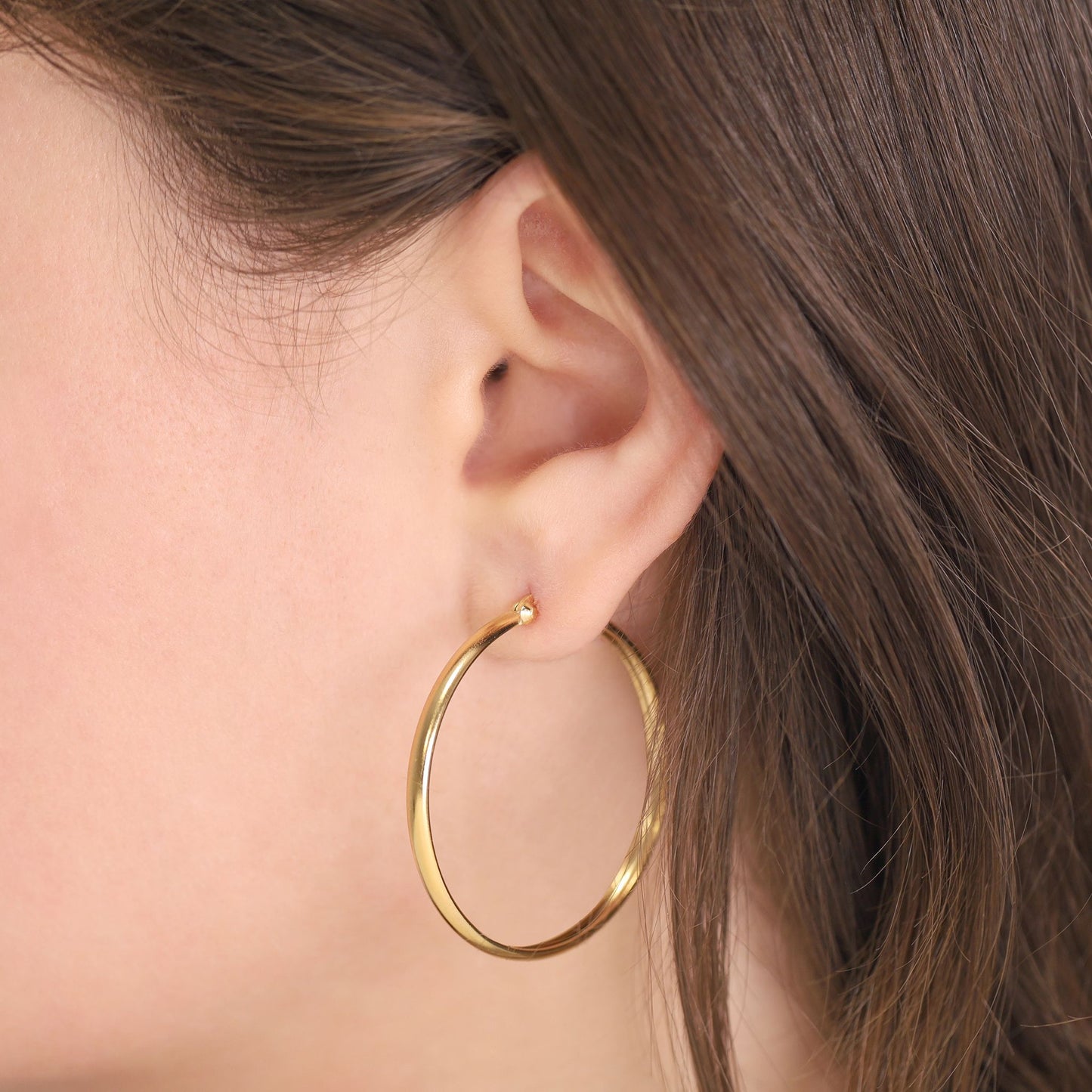 Gold-Plated Sterling Silver Plain Hoop Earrings PER60011