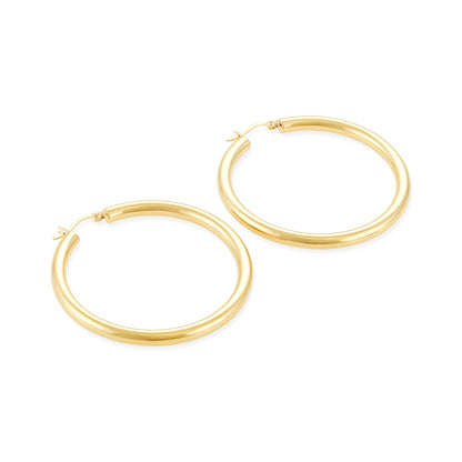 Gold-Plated Sterling Silver Hollow Tube Hoop Earrings PER60017