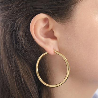 Gold-Plated Sterling Silver Hollow Tube Hoop Earrings PER60017
