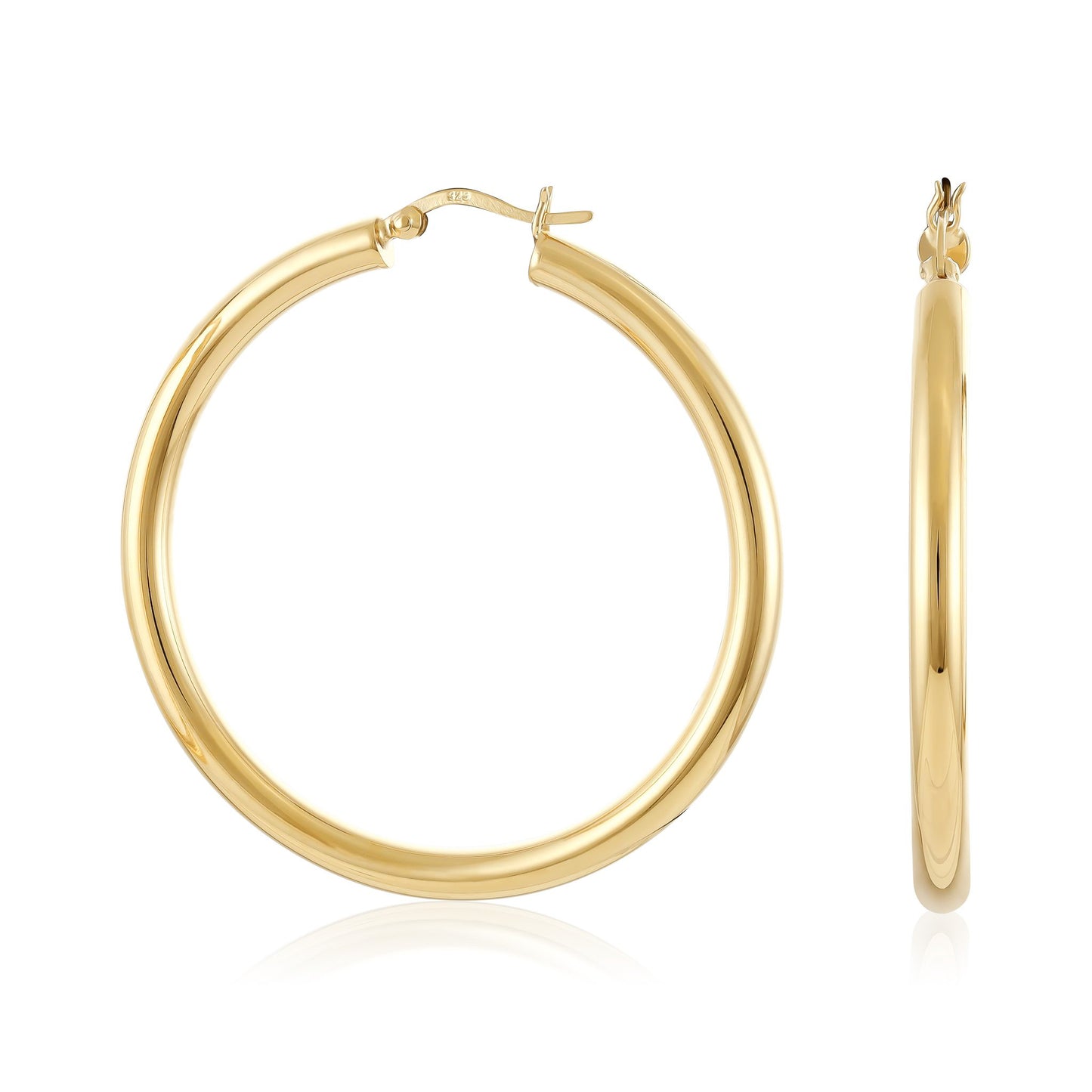 Gold-Plated Sterling Silver Hollow Tube Hoop Earrings PER60017