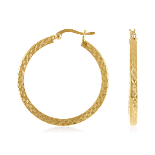 Gold-Plated Textured Silver Hoop Earrings PER6003