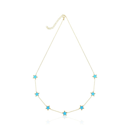 925 sterling silver blue star necklace PNK8001-B