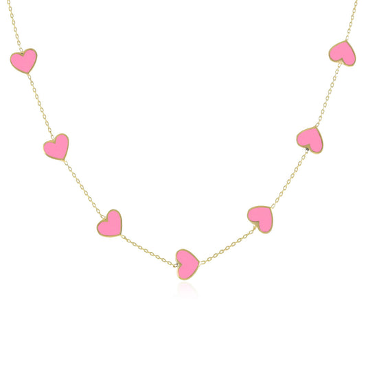 925 sterling silver pink heart necklace PNK8002-P