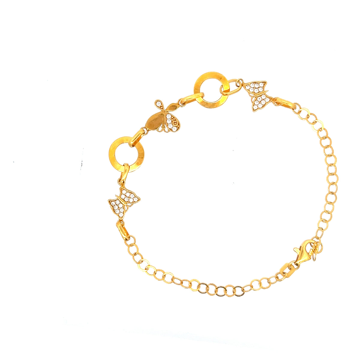 22ct Gold Butterfly Bracelet with Clear Stone Details