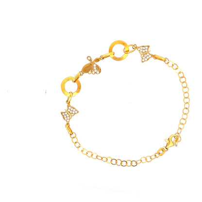 22ct Gold Butterfly Bracelet with Clear Stone Details