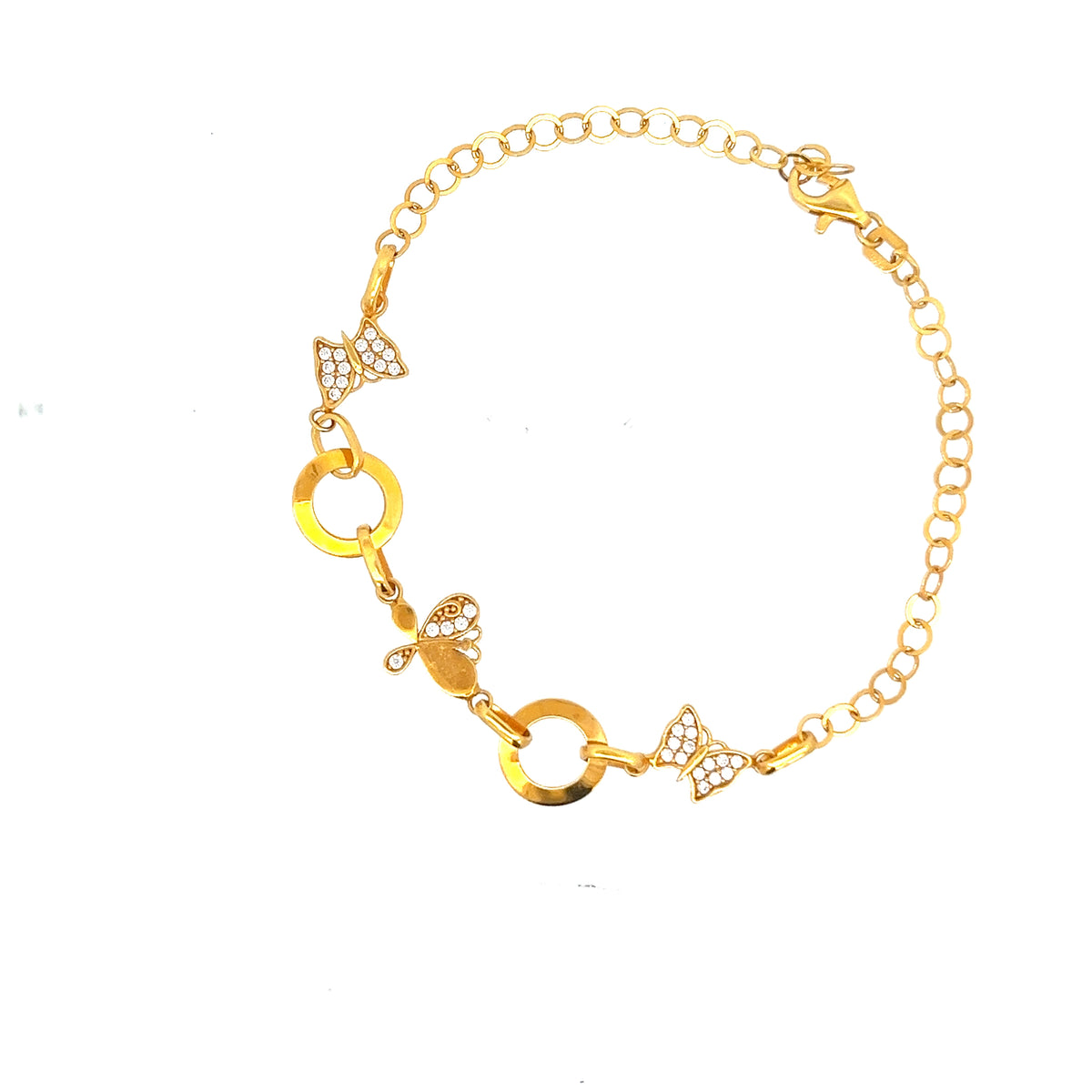 22ct Gold Butterfly Bracelet with Clear Stone Details