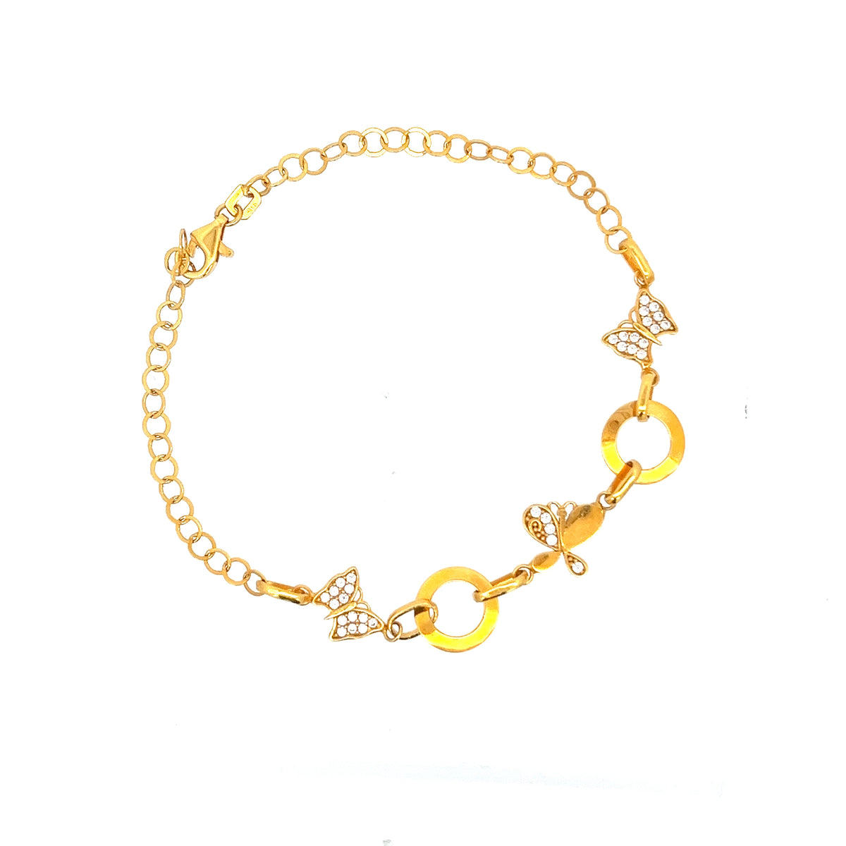 22ct Gold Butterfly Bracelet with Clear Stone Details