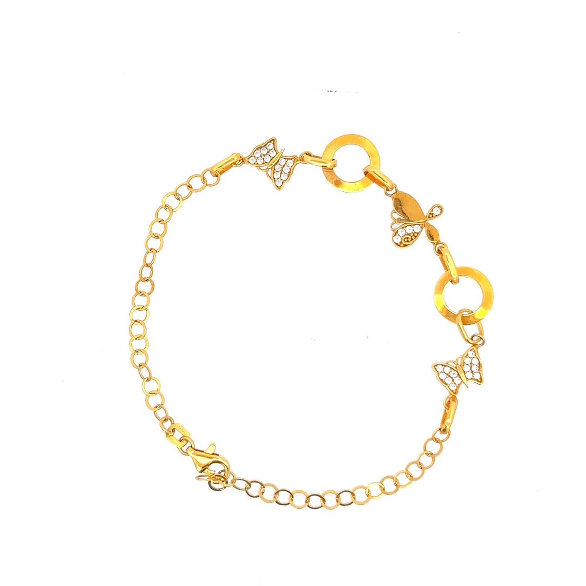 22ct Gold Butterfly Bracelet with Clear Stone Details