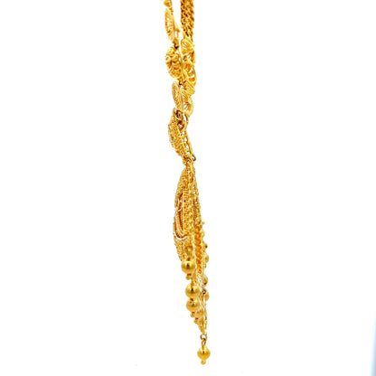 22ct Gold Ornate Filigree Pendant Necklace with Drop Details
