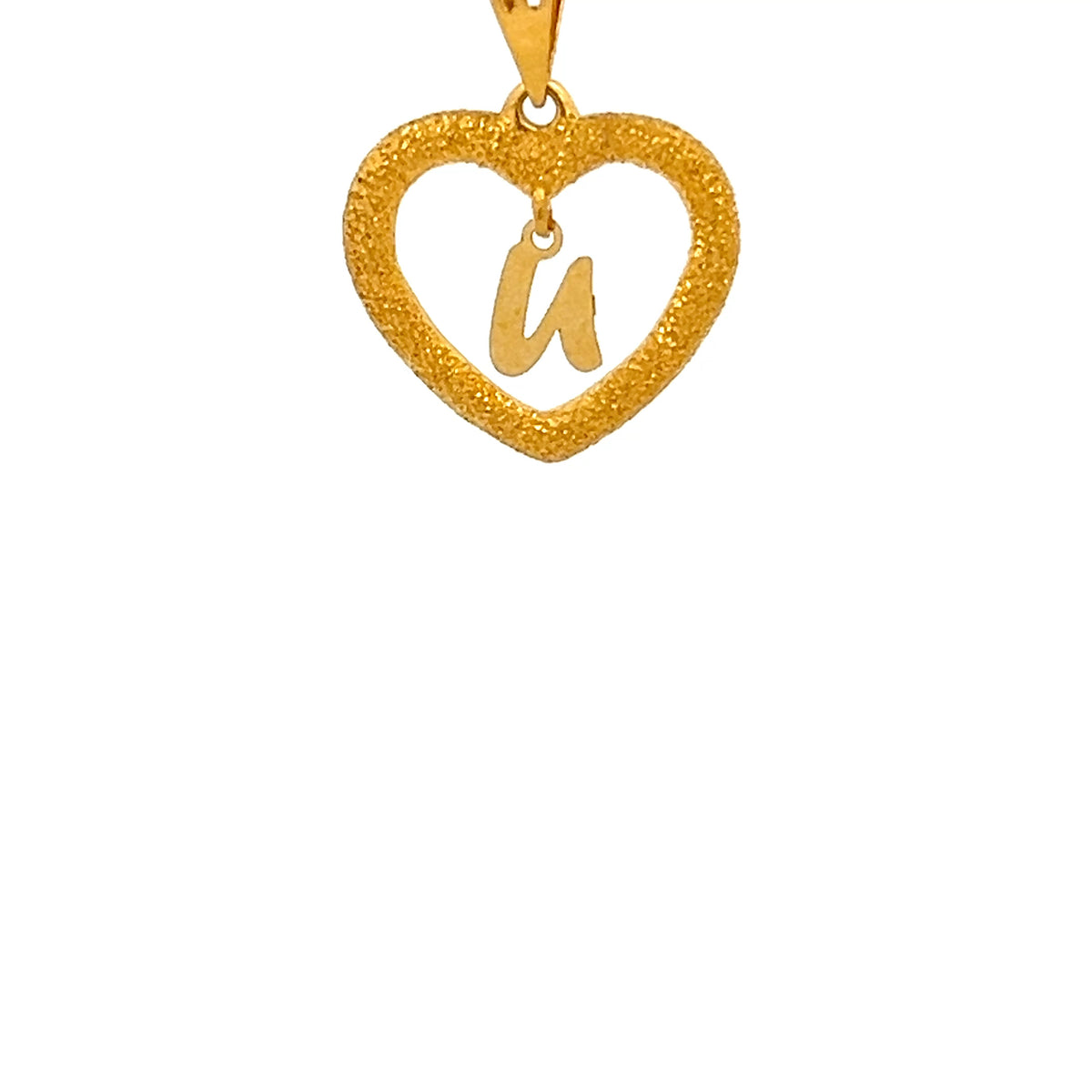 22ct Gold Heart Pendant with Script Letter Detail