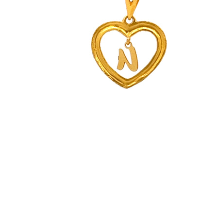22ct Gold Heart Pendant with Script Letter Detail