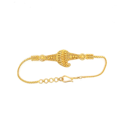 22ct Gold Bracelet with Ornate Paisley Motif and Clear Stones