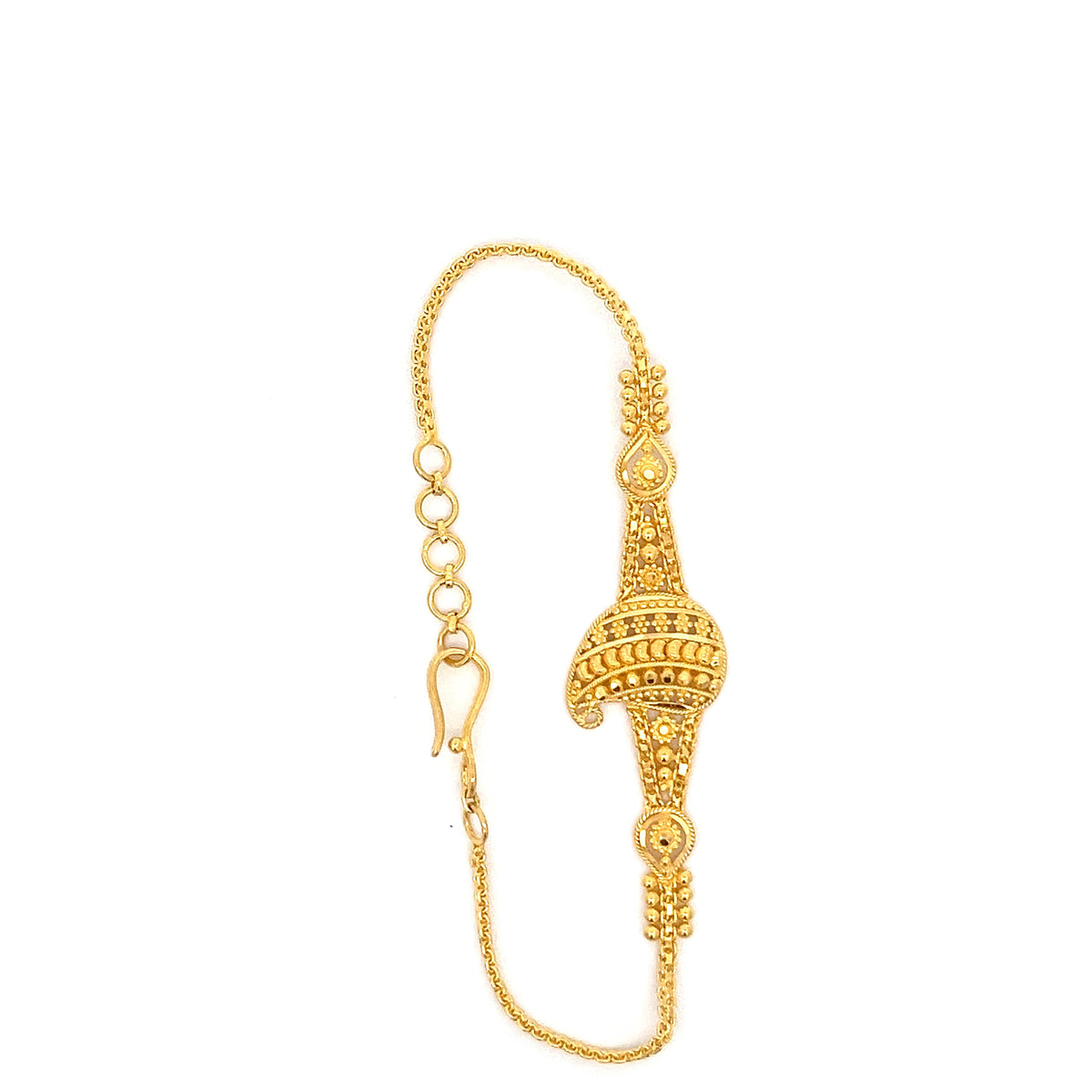 22ct Gold Bracelet with Ornate Paisley Motif and Clear Stones