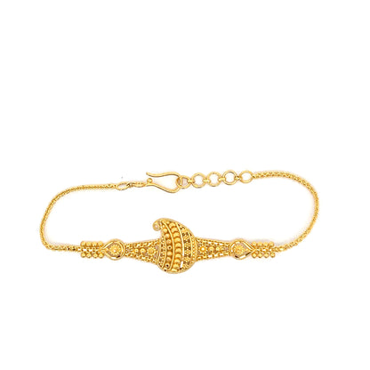 22ct Gold Bracelet with Ornate Paisley Motif and Clear Stones