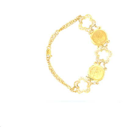 22ct Gold Floral Medallion and Openwork Link Bracelet