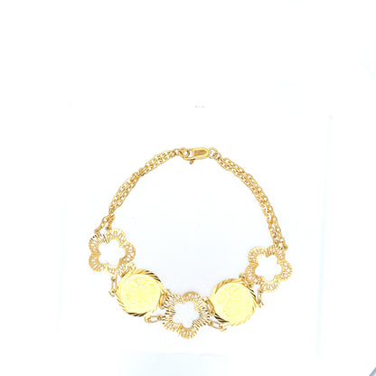 22ct Gold Floral Medallion and Openwork Flower Bracelet