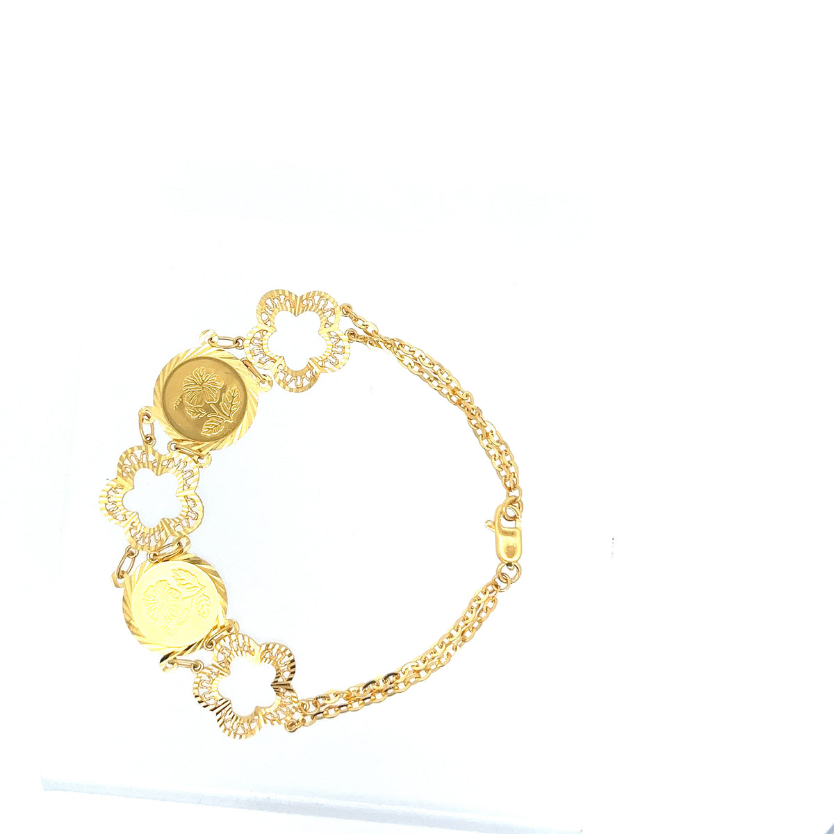 22ct Gold Floral Medallion and Openwork Flower Bracelet