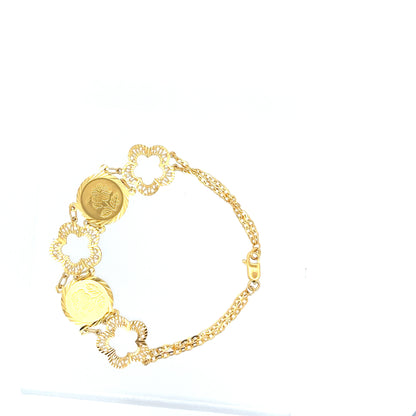 22ct Gold Floral Medallion and Openwork Flower Bracelet