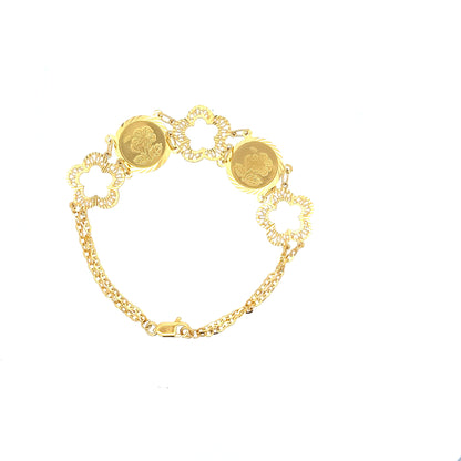 22ct Gold Floral Medallion and Openwork Flower Bracelet