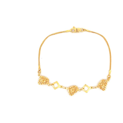 22ct Gold Bracelet with Heart and Square Link Design