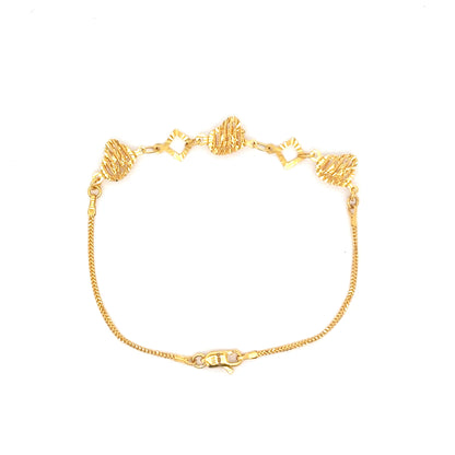 22ct Gold Bracelet with Heart and Square Link Design