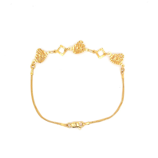 22ct Gold Bracelet with Heart and Square Link Design