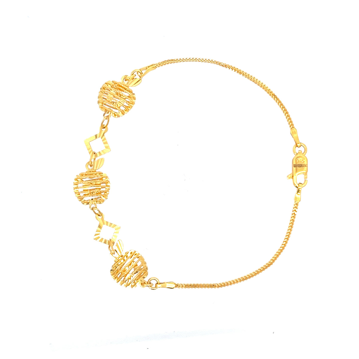 22ct Gold Bracelet with Textured Round and Square Links