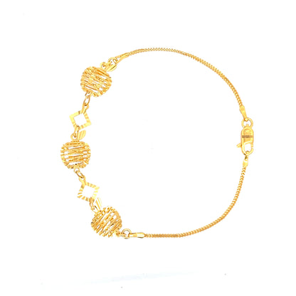 22ct Gold Bracelet with Textured Round and Square Links