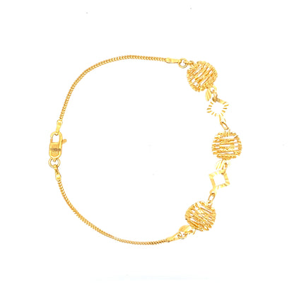 22ct Gold Bracelet with Textured Round and Square Links