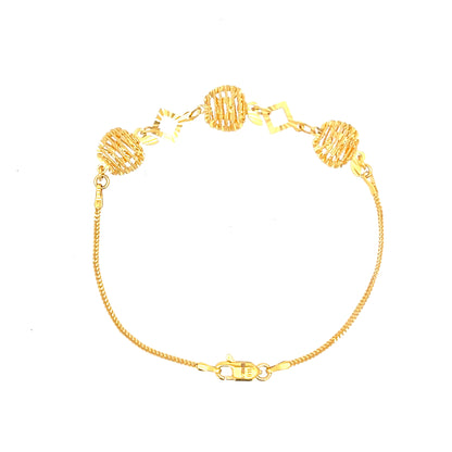 22ct Gold Bracelet with Textured Round and Square Links