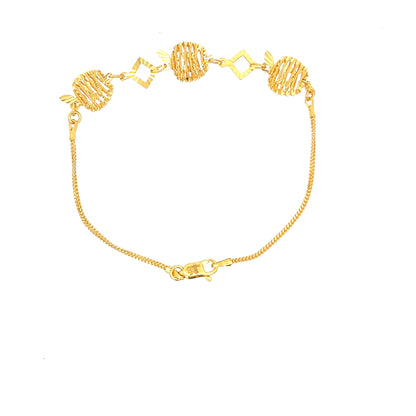 22ct Gold Bracelet with Textured Spheres and Diamond Shapes