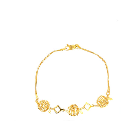 22ct Gold Bracelet with Textured Spheres and Diamond Shapes