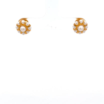 22ct Gold Pearl Cluster Stud Earrings
