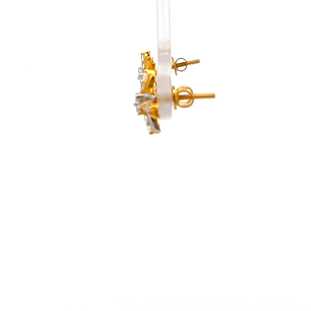 22ct Gold Clear Stone Cluster Stud Earrings