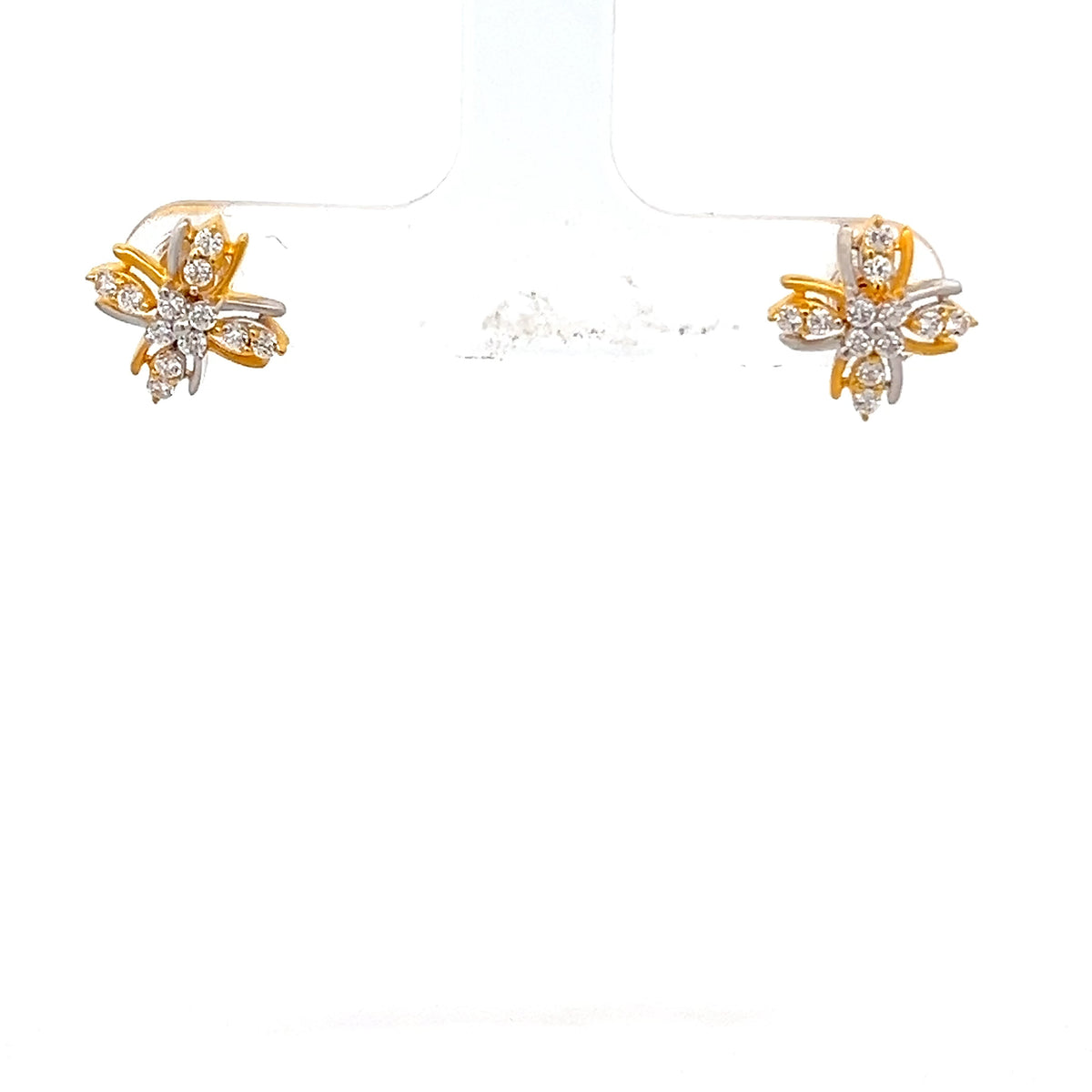 22ct Gold Clear Stone Cluster Stud Earrings