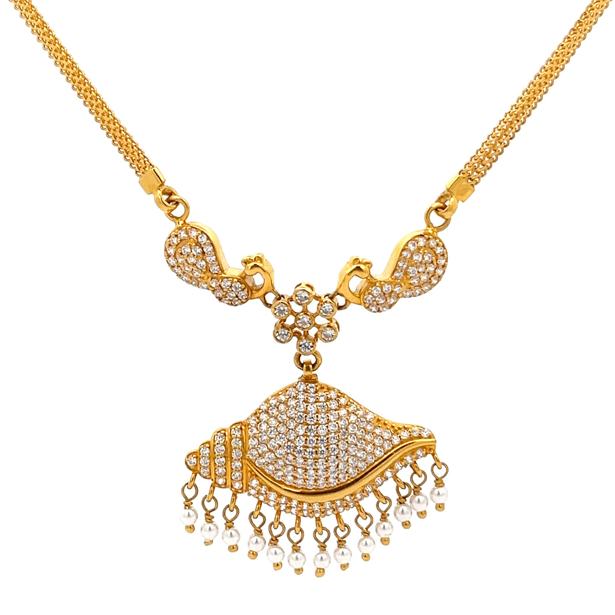 22ct Gold Stone-Set Statement Pendant Necklace